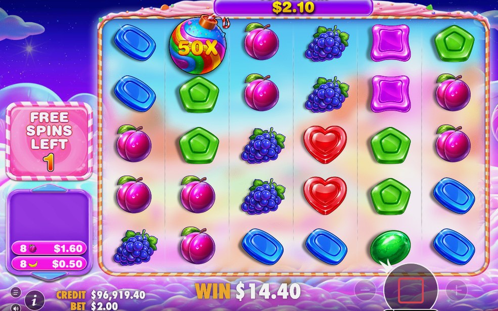Free Spins awarded with lollipop scatters on the grid